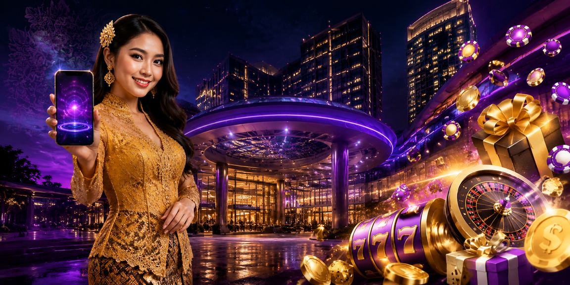 Pemain wanita berbaju kebaya menggunakan aplikasi kasino sky51 di Genting Highlands
